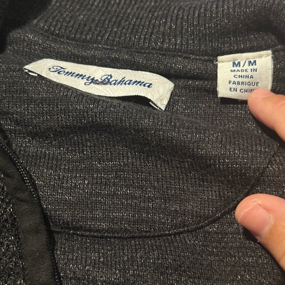 Tommy Bahama Charcoal Zip-Up Sweater - Picture 2 of 3